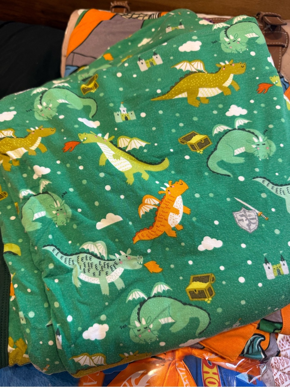 Little Sleepies Green Dragon Print Kids Blanket